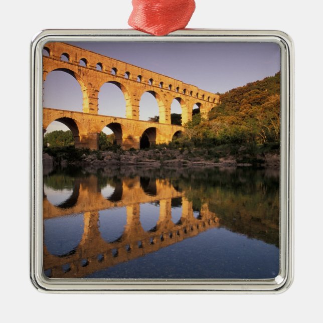 EU, France, Provence, Gard, Pont du Gard. 2 Metal Tree Decoration (Front)