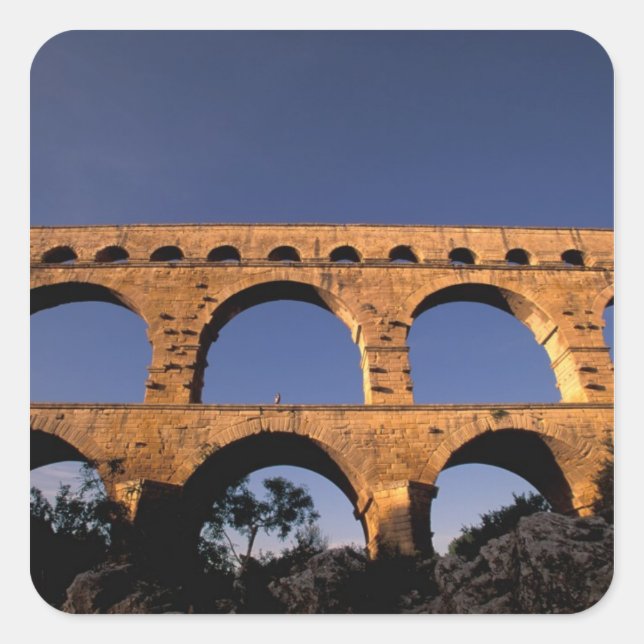 EU, France, Provence, Gard, Pont du Gard. Roman Square Sticker (Front)