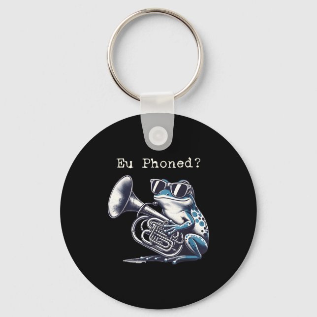 Eu Phoned Funny Euphonium Frog Music Band Pun  Key Ring (Front)