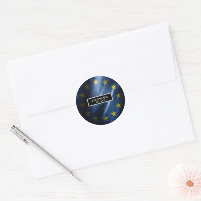 EU silk flag Classic Round Sticker (Envelope)