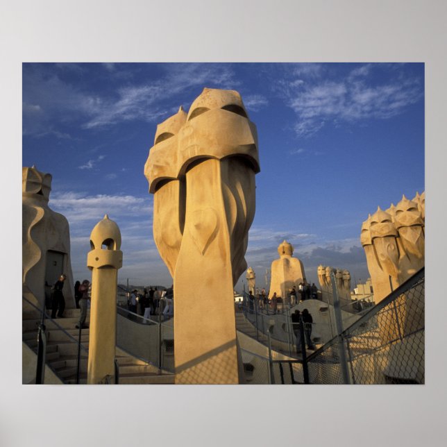 EU, Spain, Catalonia, Barcelona. Antonio Gaudi's Poster (Front)