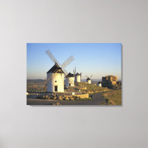 EU, Spain, La Mancha, Consuegra. Windmills and Canvas Print