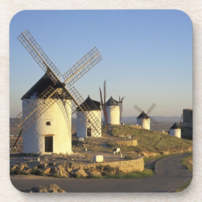 EU, Spain, La Mancha, Consuegra. Windmills and Coaster (Front)