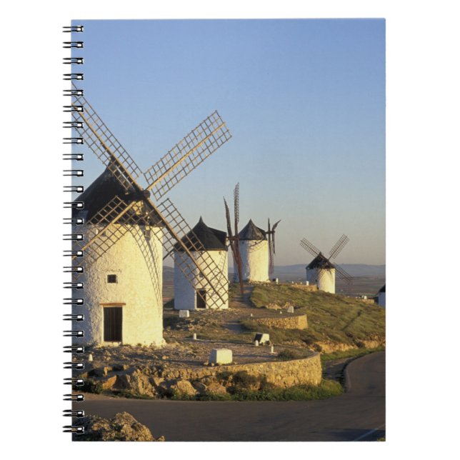 EU, Spain, La Mancha, Consuegra. Windmills and Spiral Notebook (Front)