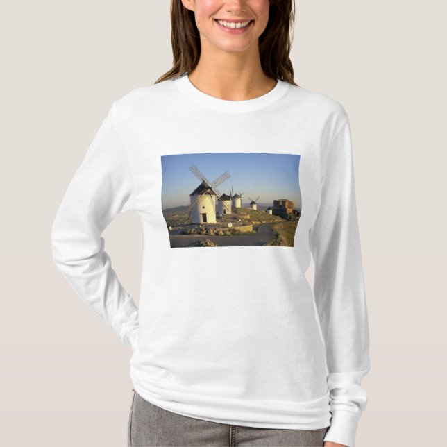 EU, Spain, La Mancha, Consuegra. Windmills and T-Shirt (Front)