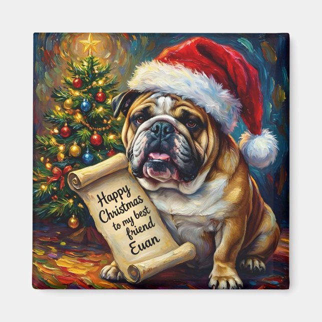 EUAN ~ BULLDOG Christmas Greetings ~  Magnet (Front)