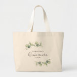 Eucalyptus 15th Birthday Quinceanera Keepsake Large Tote Bag<br><div class="desc">TIP: Matching items available in this collection. Our botanical eucalyptus birthday collection features watercolor foliage and modern typography in dark grey text. Use the "Customise it" button to further re-arrange and format the style and placement of text. Could easily be repurpose for other special events like anniversaries, baby shower, birthday...</div>