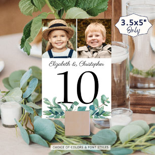 Eucalyptus 2 Photo Wedding Table Number Sign