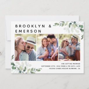 Eucalyptus 3 Photo QR Code Wedding Invitation