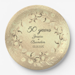 Eucalyptus 50th Golden Wedding Anniversary  Paper Plate