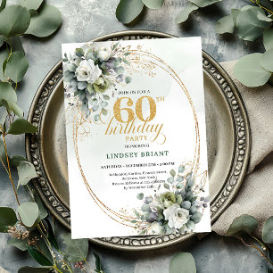 Eucalyptus 60th Birthday Boho Green Invite