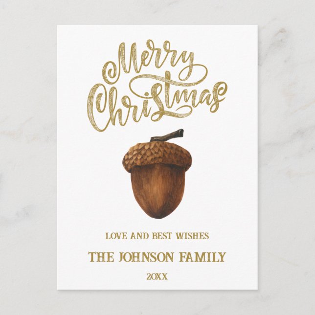 Eucalyptus Acorns Christmas Card (Front)