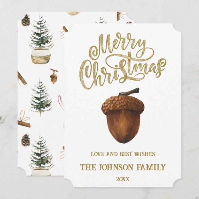Eucalyptus Acorns Christmas Card (Front/Back)