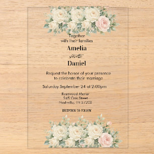 Eucalyptus Acrylic flat wedding Invitation