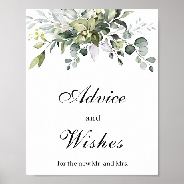 Eucalyptus Advice and Wishes Poster Sign (Front)