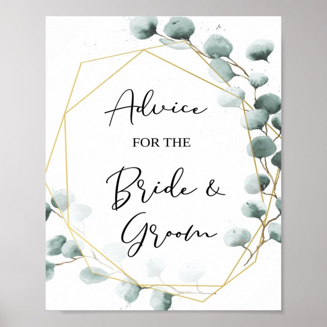 Eucalyptus Advice for the Bride and Groom Sign (Front)