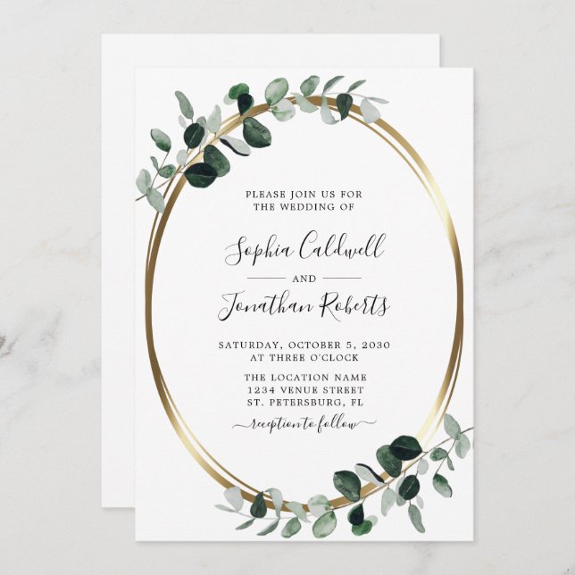 Eucalyptus All in One QR Code RSVP Wedding Invitation (Front/Back)