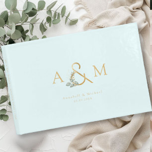 Eucalyptus, Ampersand, Blue-Gold, Wedding Guest Book