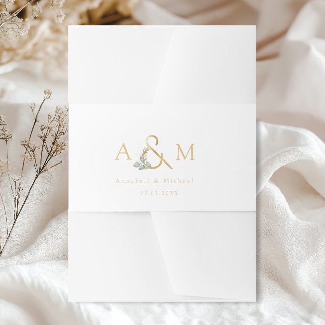 Eucalyptus Ampersand Wedding Invitation Belly Band (Personalized Eucalyptus Ampersand Wedding Invitation Belly Band)