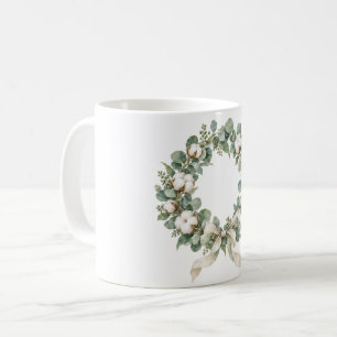 Eucalyptus and Cotton Wreath Coffee Mug
