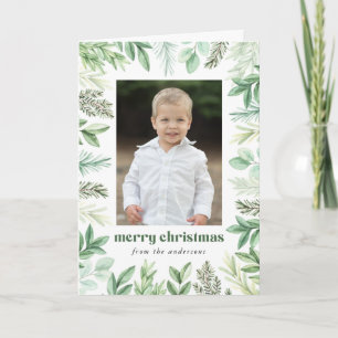 Eucalyptus and Evergreen 2 Photo Holiday Card