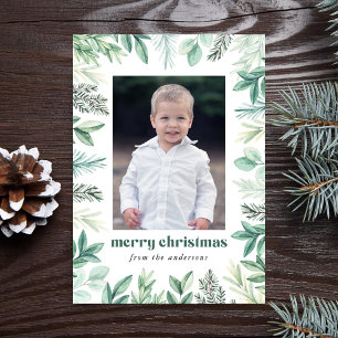 Eucalyptus and Evergreen 2 Photo Holiday Card