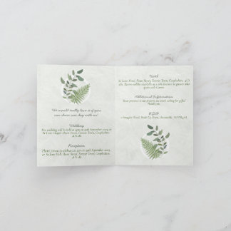 Eucalyptus and Fern Rings Wedding Fold Invitation