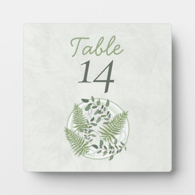 Eucalyptus and Fern Standing Table Number Plaque (Front)