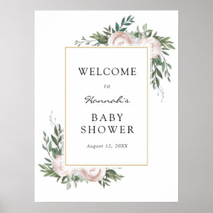 Eucalyptus and Floral Baby Shower Welcome Sign