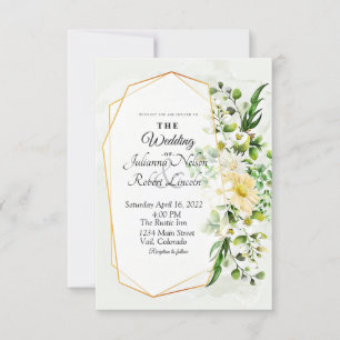 Eucalyptus and gold floral wedding invitation