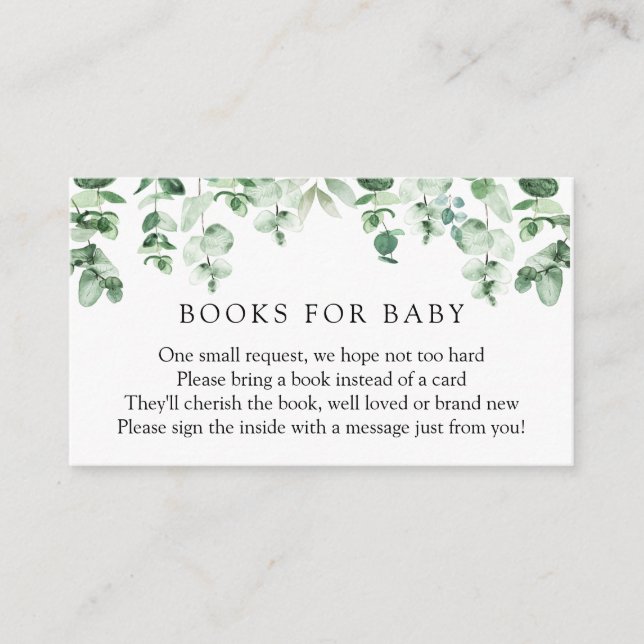 Eucalyptus and Greenery Books for Baby insert card (Front)