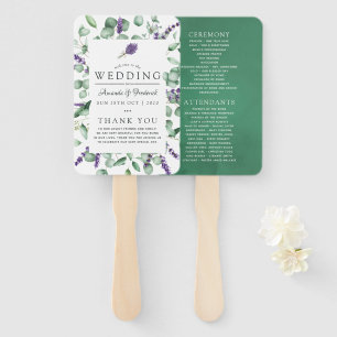 Eucalyptus and Lavender Greenery Wedding Program Hand Fan