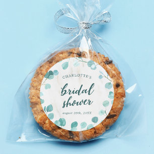 Eucalyptus and Marble Bridal Shower Classic Round Sticker