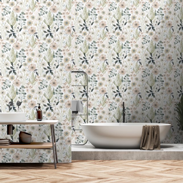 Eucalyptus and Wallflowers  Wallpaper (Bathroom)