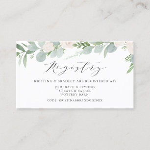 Eucalyptus and White Flowers Wedding Registry Card