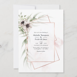 Eucalyptus Anemone Geometric Wedding Invitation