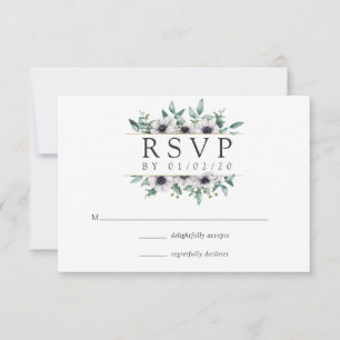 Eucalyptus Anemone Geometric Wedding RSVP Card