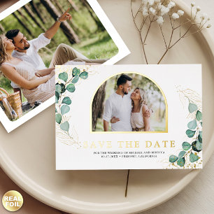 Eucalyptus Arch Photo Wedding Save the Date Gold