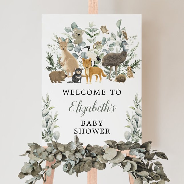Eucalyptus Australian Animals Baby Shower Welcome Poster (Creator Uploaded)