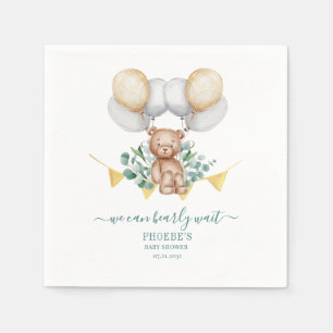 Eucalyptus Baby Shower Bearly Wait Bear Paper Napkin