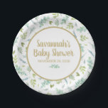 Eucalyptus Baby Shower Botanical Greenery Paper Plate<br><div class="desc">An elegant eucalyptus leaf pattern paper plate for a botanical,  greenery baby shower theme.</div>