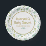 Eucalyptus Baby Shower Botanical Greenery Paper Plate<br><div class="desc">An elegant eucalyptus leaf pattern paper plate for a botanical,  greenery baby shower theme.</div>