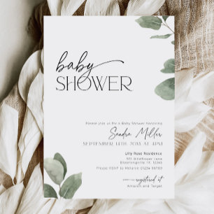 Eucalyptus Baby Shower Greenery Sage Green Photo Invitation