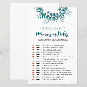 Eucalyptus Baby Shower Guess Who Mummy or Daddy