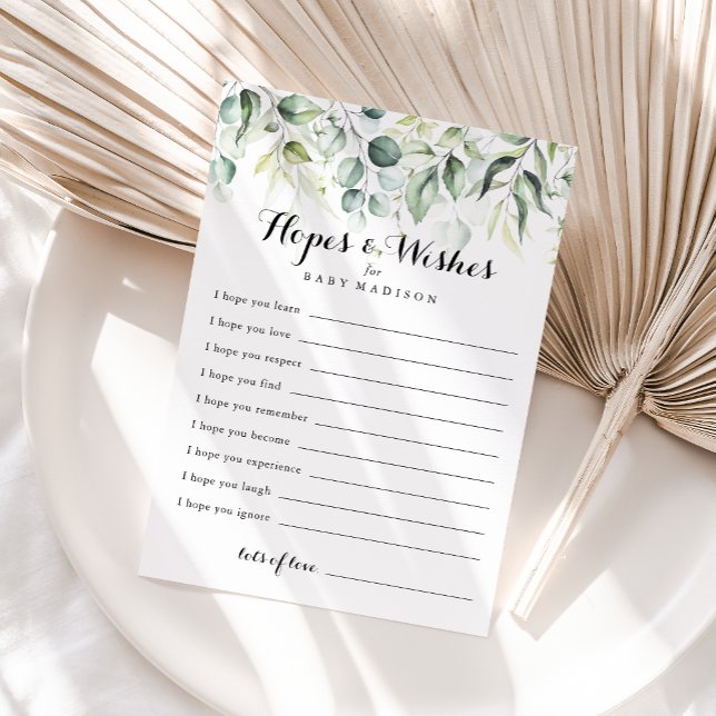Eucalyptus Baby Shower Hopes & Wishes Card (Creator Uploaded)