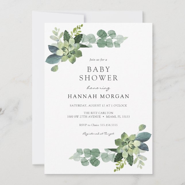 Eucalyptus Baby Shower Invitation (Front)