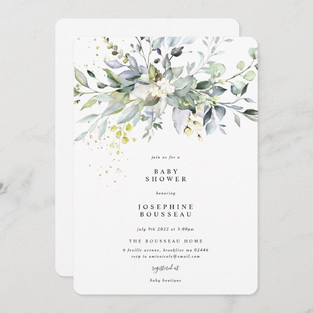 Eucalyptus Baby Shower Invitation (Front/Back)