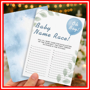 Eucalyptus Baby Shower Name Race Invitation