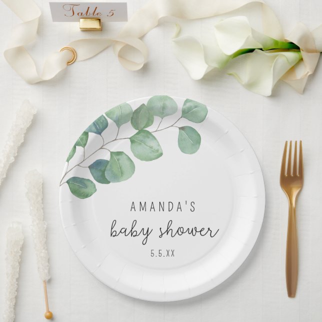 Eucalyptus - baby shower  paper plate (Wedding)