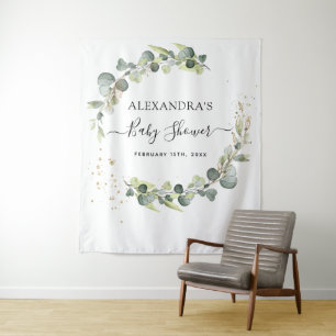 Eucalyptus Baby Shower Photo Booth Backdrop Tapestry